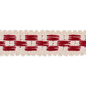 Crawford Check Tape Narrow Cornwallis Red 81621 by Schumacher Designer Trim