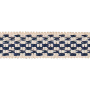 Crawford Check Tape Medium Indigo 81630 by Schumacher Designer Trim