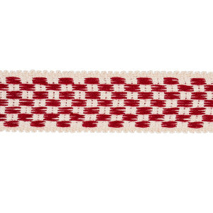 Crawford Check Tape Medium Cornwallis Red 81631 by Schumacher Designer Trim