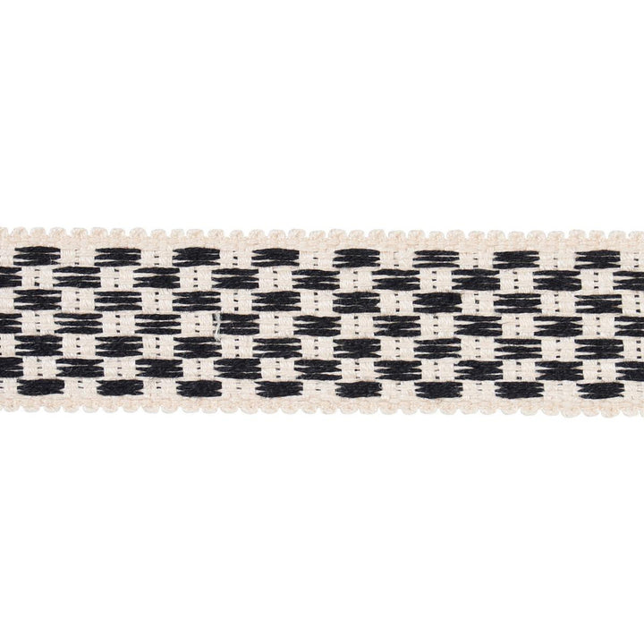Crawford Check Tape Medium Basalt 81633 by Schumacher Designer Trim Williamsburg - Swanky Fabrics -