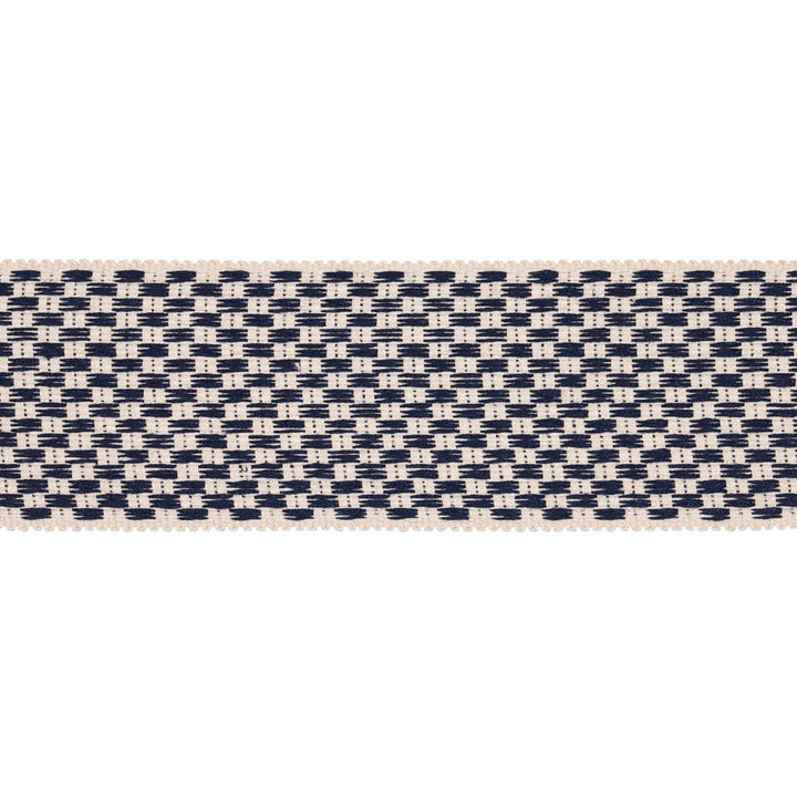 Crawford Check Tape Wide Indigo 81640 by Schumacher Designer Trim Williamsburg - Swanky Fabrics -