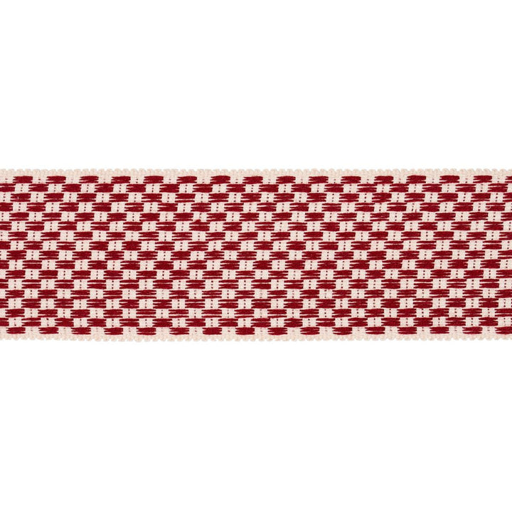 Crawford Check Tape Wide Cornwallis Red 81641 by Schumacher Designer Trim Williamsburg - Swanky Fabrics -