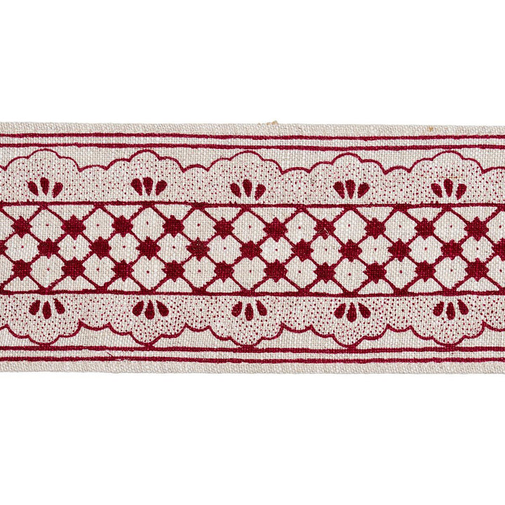 Davison Scalloped Tape Crimson 81651 by Schumacher Designer Trim Williamsburg - Swanky Fabrics -