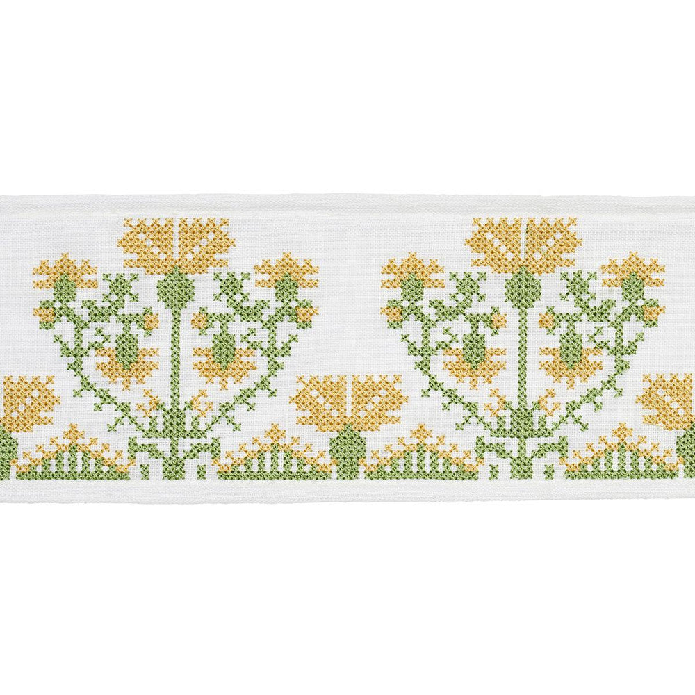 Custis Embroidered Tape Marigold 81663 by Schumacher Designer Trim Williamsburg - Swanky Fabrics -