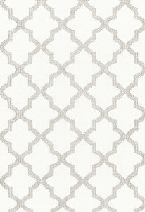 Tangier Embroidery Silver 68343 by Schumacher Designer Fabric