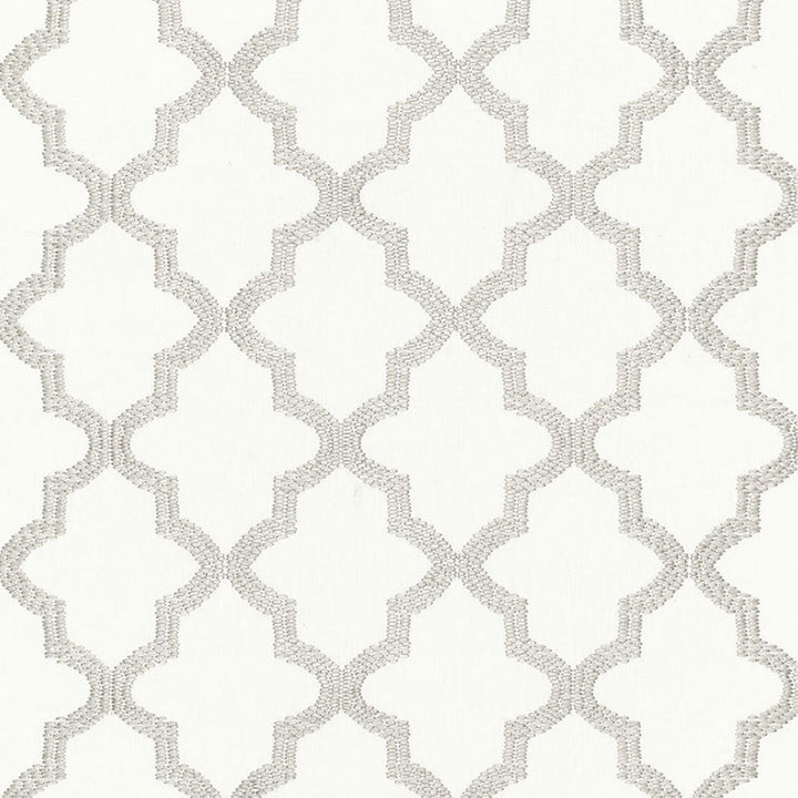 Tangier Embroidery Silver 68343 by Schumacher Designer Fabric CHROMA SP14 See Sample INDIA MEDIUM DUTY </p><p>Repeat: Horizontal: 3 1/2" (9CM) and Vertical: 7 1/2" (19CM) 50" WIDE (127CM) - Swanky Fabrics -