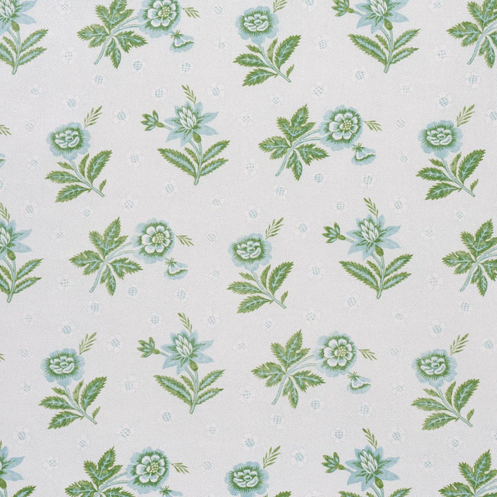 Colline Leaf & Aqua 180540 by Schumacher Designer Fabric New Traditional: Provenal 2.5" - Swanky Fabrics -