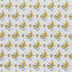 Basile Trellis Yellow & Blue 5014230 by Schumacher Designer Wallpaper