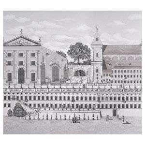 Piazza Firenze Grisaille 5014301 by Schumacher Designer Wallpaper