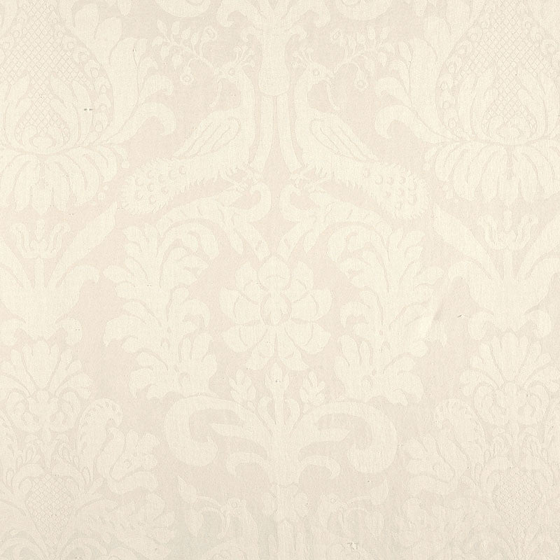 Anna Damask Blanc 68435 by Schumacher Designer Fabric COUNTRY CHIC See Sample ITALY MEDIUM DUTY </p><p>Repeat: Horizontal: 26" (66CM) and Vertical: 47 5/8" (121CM) 52 1/2" WIDE (133CM) - Swanky Fabrics -