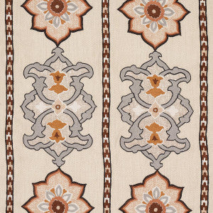 Temara Hand Embroidered Print Natural 175182 by Schumacher Designer Fabric