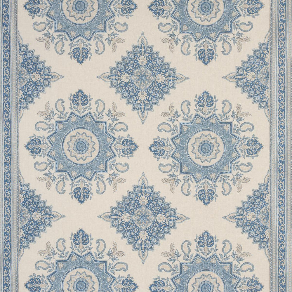 Montecito Medallion China Blue 176484 by Schumacher Designer Fabric Mark D. Sikes 54.0" - Swanky Fabrics -