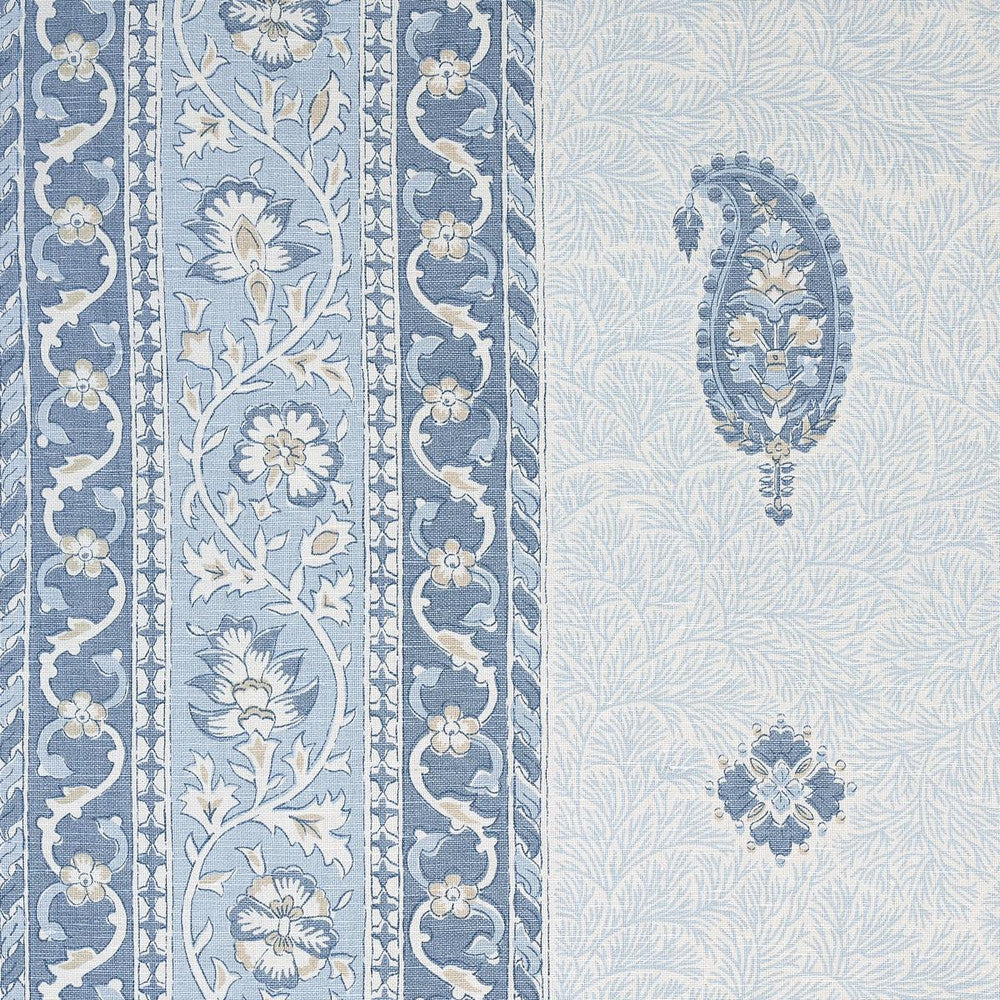 Ojai Paisley China Blue 177615 by Schumacher Designer Fabric Mark D. Sikes 54.0" - Swanky Fabrics -