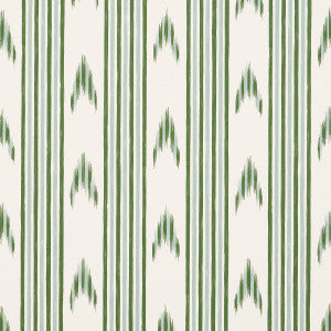 Santa Barbara Ikat Leaf Green 5009224 by Schumacher Designer Wallpaper