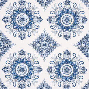 Montecito Medallion Indigo 5014360 by Schumacher Designer Wallpaper