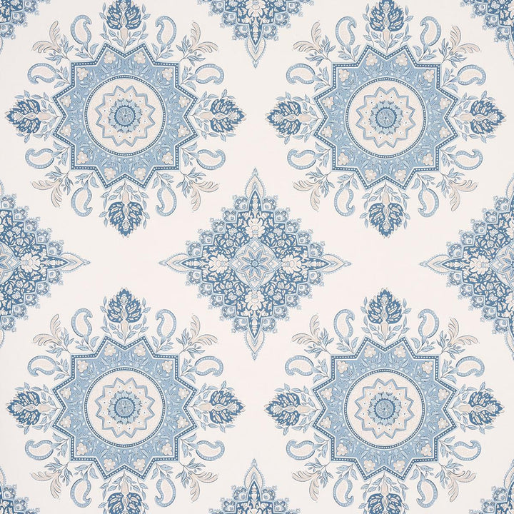 Montecito Medallion China Blue 5014362 by Schumacher Designer Wallpaper Mark D. Sikes 27.0" - Swanky Fabrics -