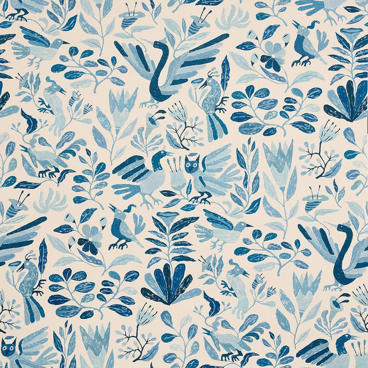 Canopy Blue Birds 5014830 by Schumacher Designer Wallpaper Abel Macias 27.0" - Swanky Fabrics -