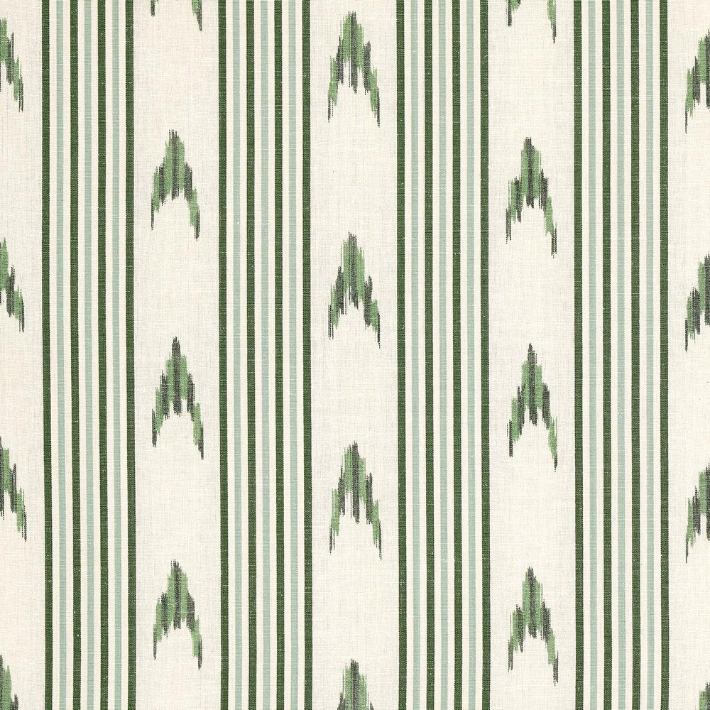 Santa Barbara Ikat Leaf Green 74224 by Schumacher Designer Fabric Mark D. Sikes 9.0" - Swanky Fabrics -