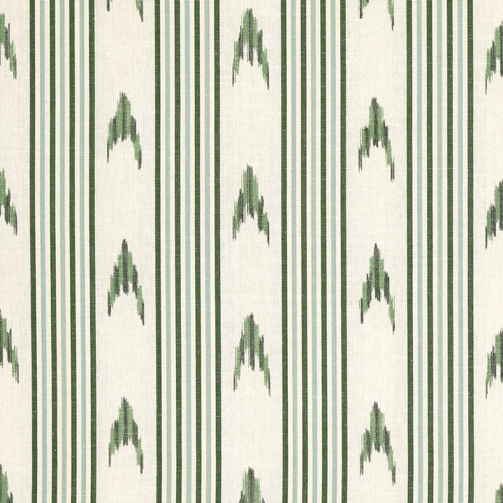Santa Barbara Ikat Leaf Green 74224 by Schumacher Designer Fabric Mark D. Sikes 9.0" - Swanky Fabrics -