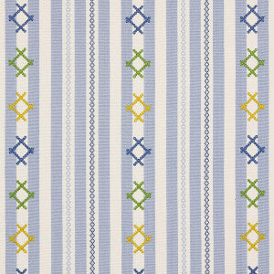 Rhodes Stripe Sky 74462 by Schumacher Designer Fabric