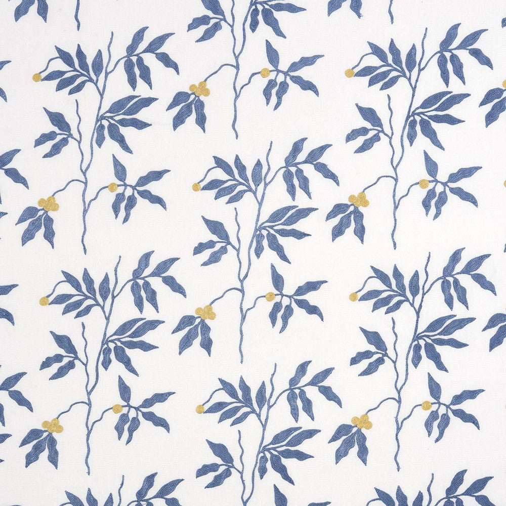 Lilla Embroidery Blue 80432 by Schumacher Designer Fabric Uncommon Threads 18.0" - Swanky Fabrics -