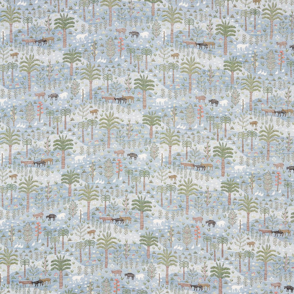Las Colinas Scenic Tapestry Blue 81961 by Schumacher Designer Fabric Uncommon Threads 29.0" - Swanky Fabrics -