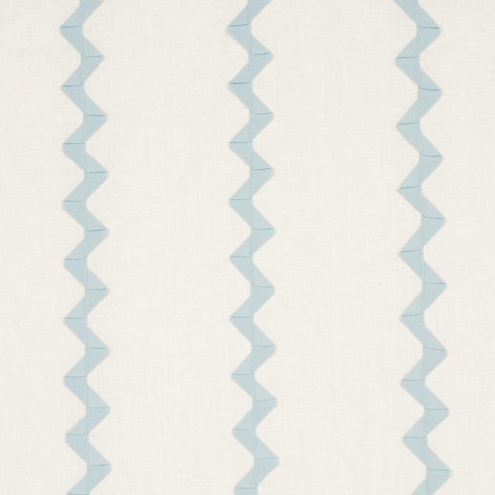 Lazare Appliqu Sky On Ivory 82221 by Schumacher Designer Fabric New Traditional: Provenal 6.0" - Swanky Fabrics -