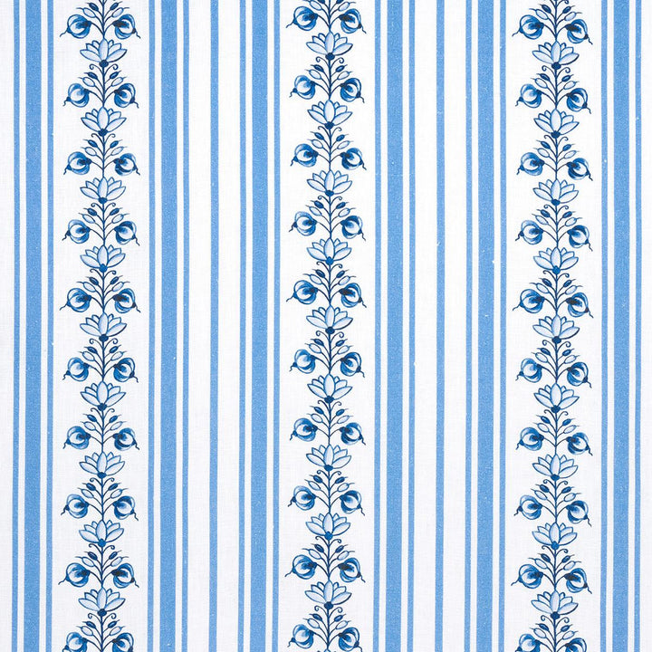Delft Stripe Cornflower Blue 180660 by Schumacher Designer Fabric Marie-Anne Oudejans 6.75" - Swanky Fabrics -