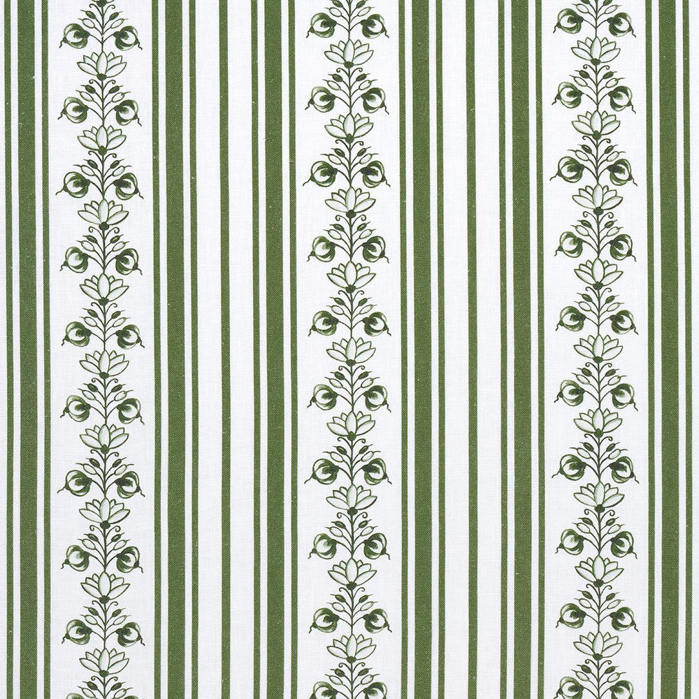 Delft Stripe Green 180661 by Schumacher Designer Fabric Marie-Anne Oudejans 6.75" - Swanky Fabrics -