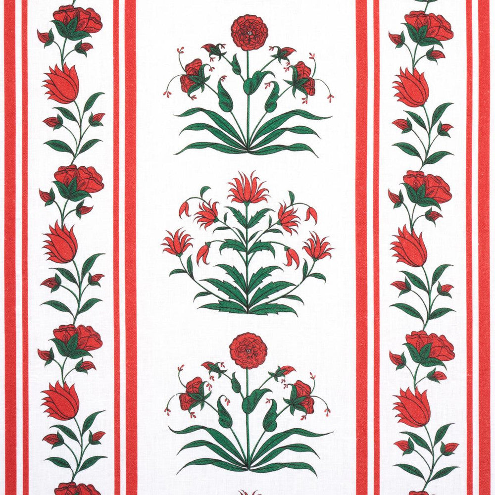 Royal Poppy Stripe Red 180671 by Schumacher Designer Fabric Marie-Anne Oudejans 13.5" - Swanky Fabrics -