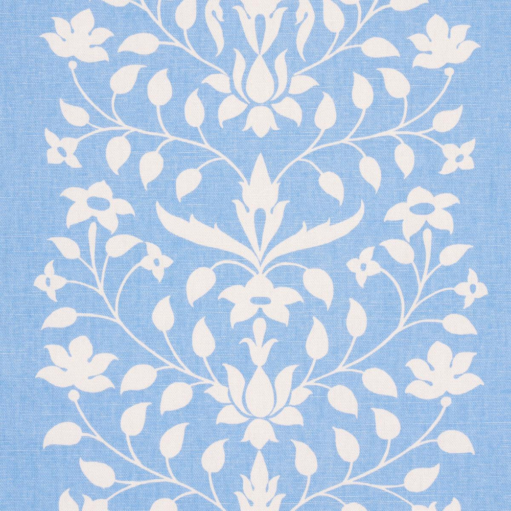 Jaipur Mughal Flower Cornflower Blue 180681 by Schumacher Designer Fabric Marie-Anne Oudejans 27.0" - Swanky Fabrics -
