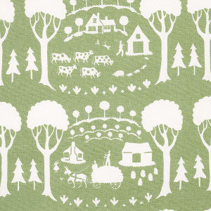 Farm Scene Green 180880 by Schumacher Designer Fabric