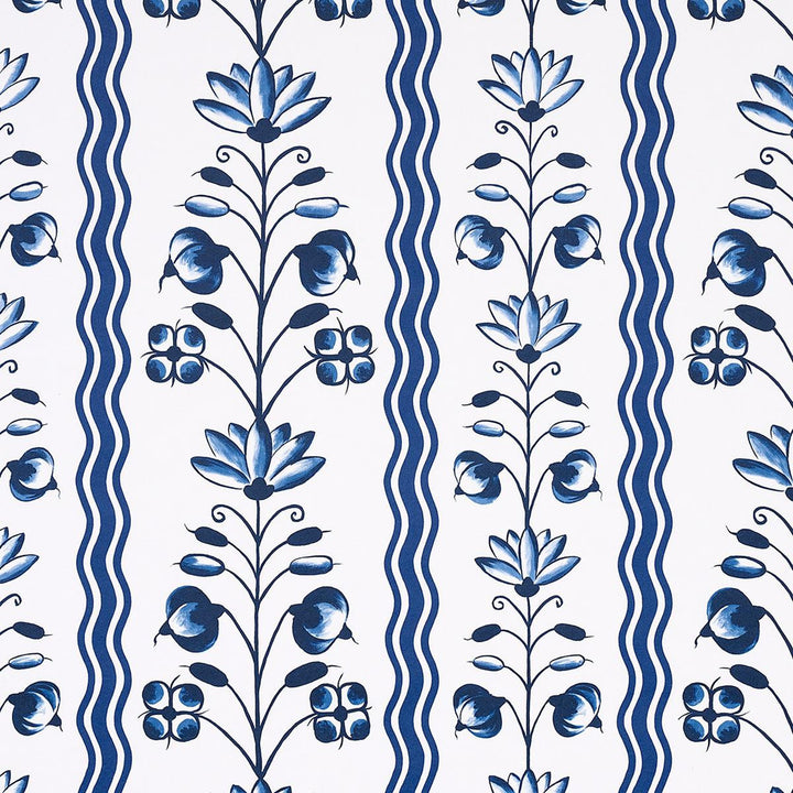 Delft Waves Blue 5014380 by Schumacher Designer Wallpaper Marie-Anne Oudejans 27.0" - Swanky Fabrics -
