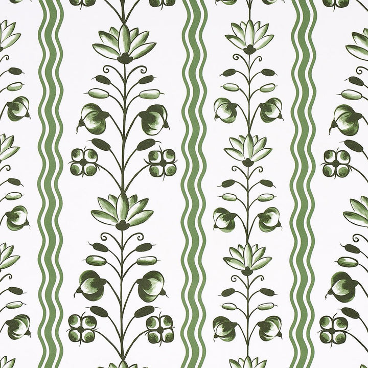 Delft Waves Green 5014381 by Schumacher Designer Wallpaper Marie-Anne Oudejans 27.0" - Swanky Fabrics -