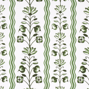 Delft Waves Green 5014381 by Schumacher Designer Wallpaper