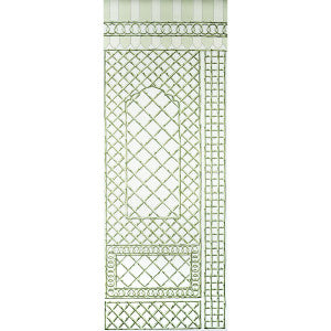 Bamboo Trellis Panel B Green 5014400 by Schumacher Designer Wallpaper