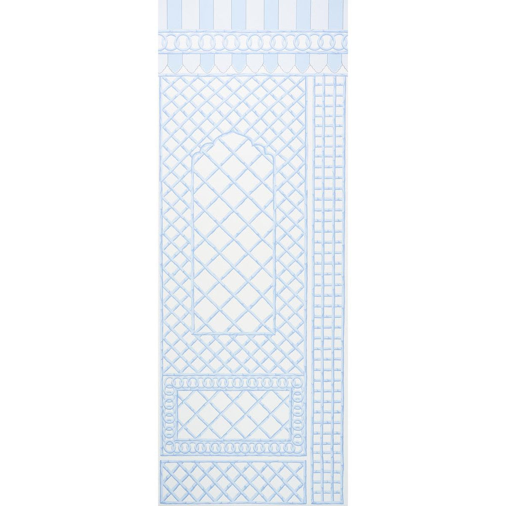 Bamboo Trellis Panel B Blue 5014401 by Schumacher Designer Wallpaper Marie-Anne Oudejans 54.5" - Swanky Fabrics -