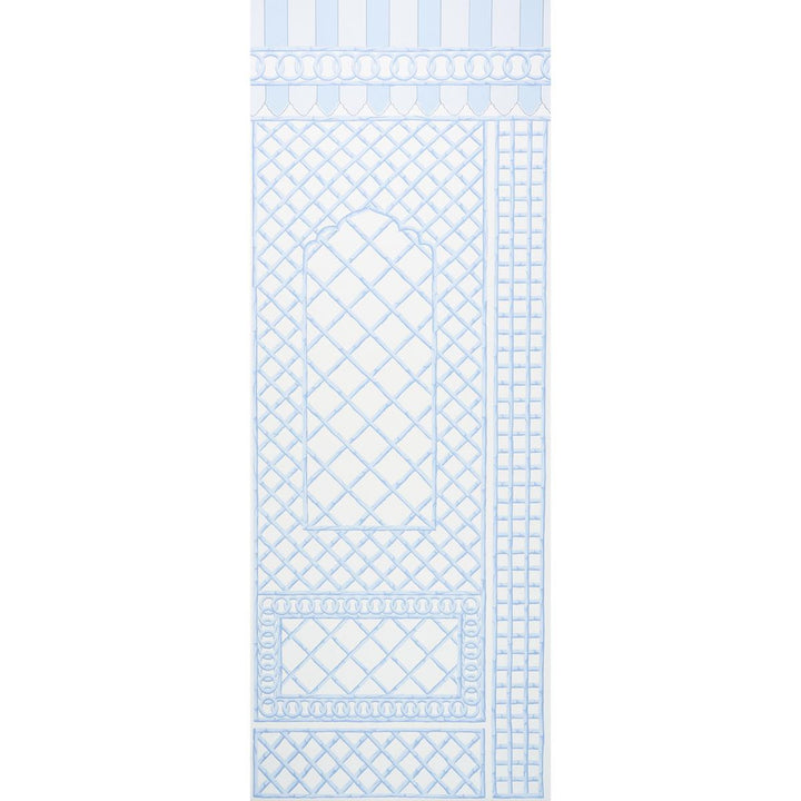 Bamboo Trellis Panel B Blue 5014401 by Schumacher Designer Wallpaper Marie-Anne Oudejans 54.5" - Swanky Fabrics -