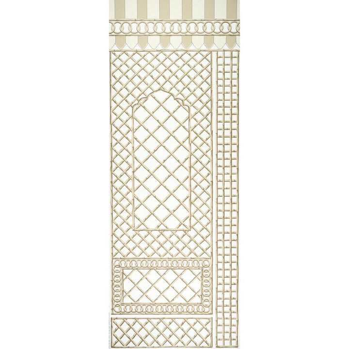 Bamboo Trellis Panel B Neutral 5014402 by Schumacher Designer Wallpaper Marie-Anne Oudejans 54.5" - Swanky Fabrics -