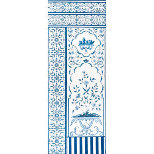 Mughal Garden Panel B Blue 5014420 by Schumacher Designer Wallpaper