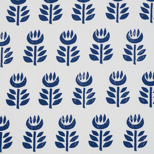 Rosenborg Hand Print Navy 179402 by Schumacher Designer Fabric