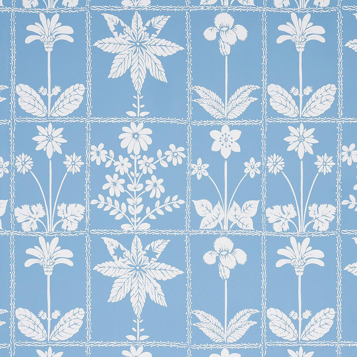 Georgia Wildflowers Blue 5014820 by Schumacher Designer Wallpaper Folly Cove 27.0" - Swanky Fabrics -