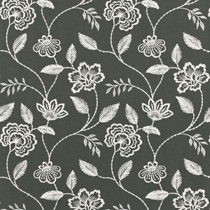 Penelope Embroidery Charcoal 68760 by Schumacher Designer Fabric