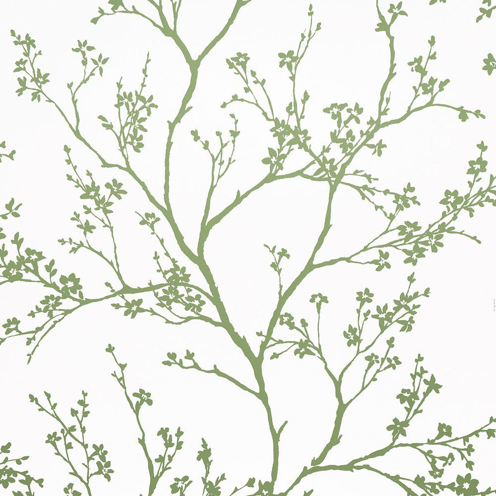 Twiggy Green 5003345 by Schumacher Designer Wallpaper Moon River 27.0" - Swanky Fabrics -