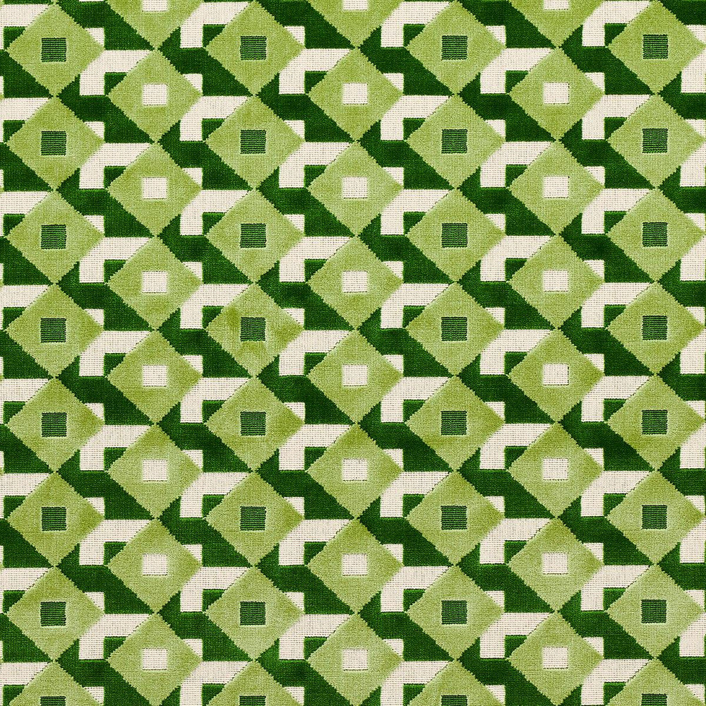 Dazzle Ship Velvet Verdant 77244 by Schumacher Designer Fabric Johnson Hartig 5.12" - Swanky Fabrics -