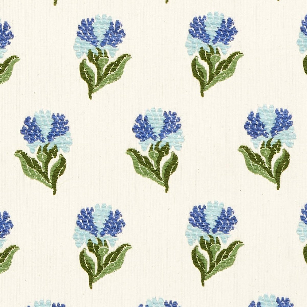 Rosina Floral Cornflower 82631 by Schumacher Designer Fabric New Old-Fashioned 3.5" - Swanky Fabrics -