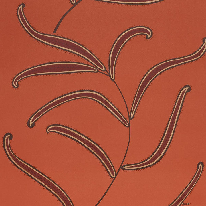 Caterpillar Leaf Tomato 5014532 by Schumacher Designer Wallpaper Neisha Crosland 20.5" - Swanky Fabrics -