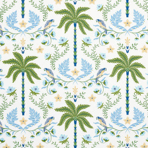 Island Palm Indoor/Outdoor Blue & Green 180980 by Schumacher Designer Fabric