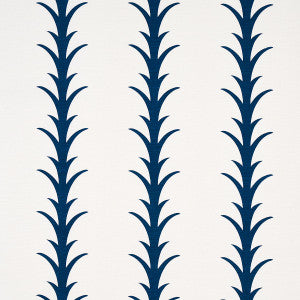 Acanthus Stripe Navy 177635 by Schumacher Designer Fabric