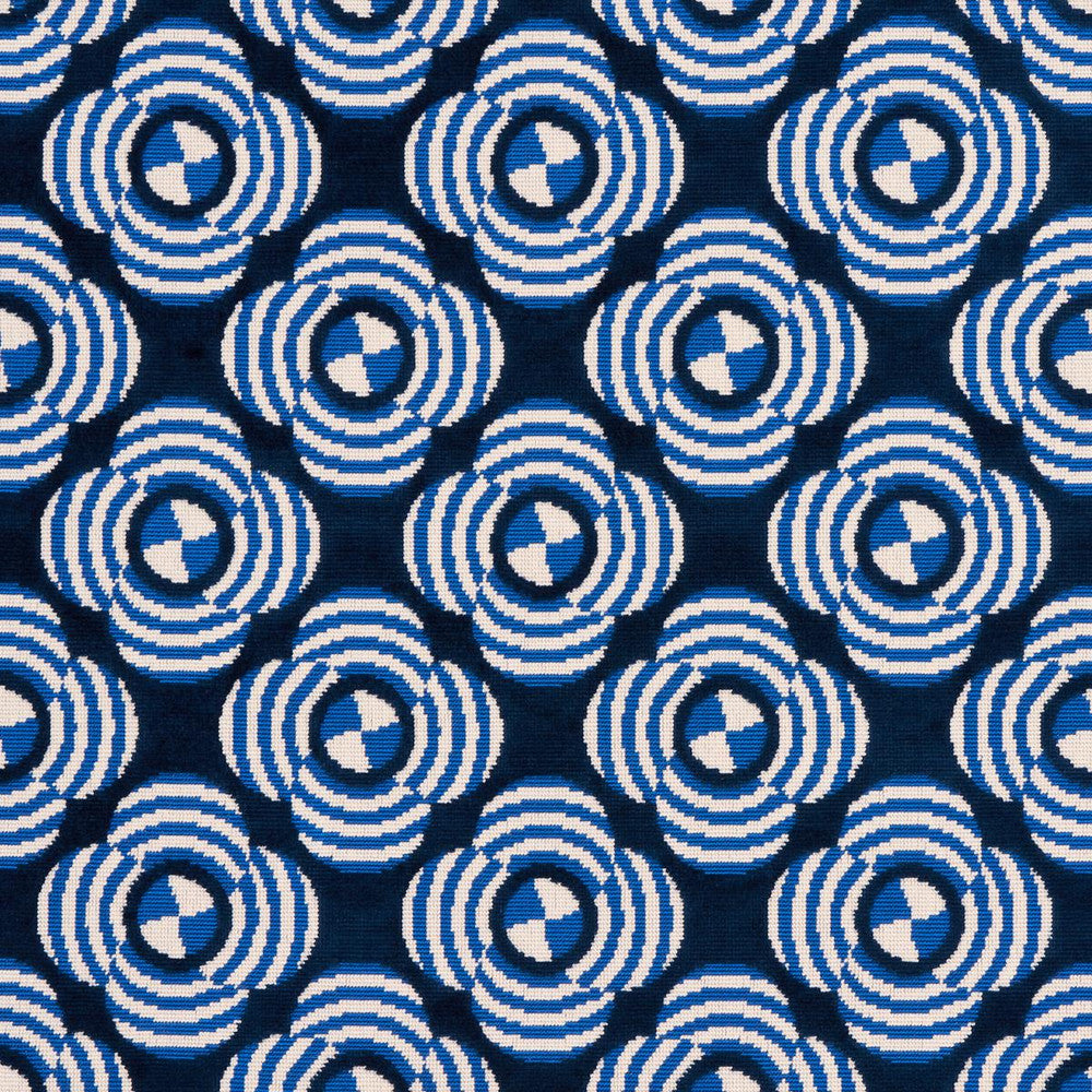 Le Moderne Cut Velvet Cobalt 82260 by Schumacher Designer Fabric Johnson Hartig - Swanky Fabrics -